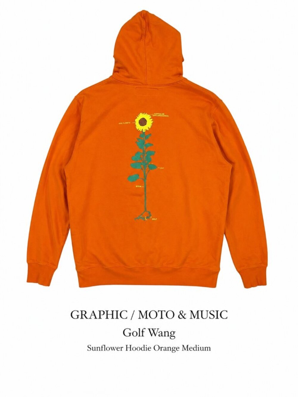 Golf Wang Sunflower Orange Hoodie Tyler The Creator Cotton Sweatshirt M